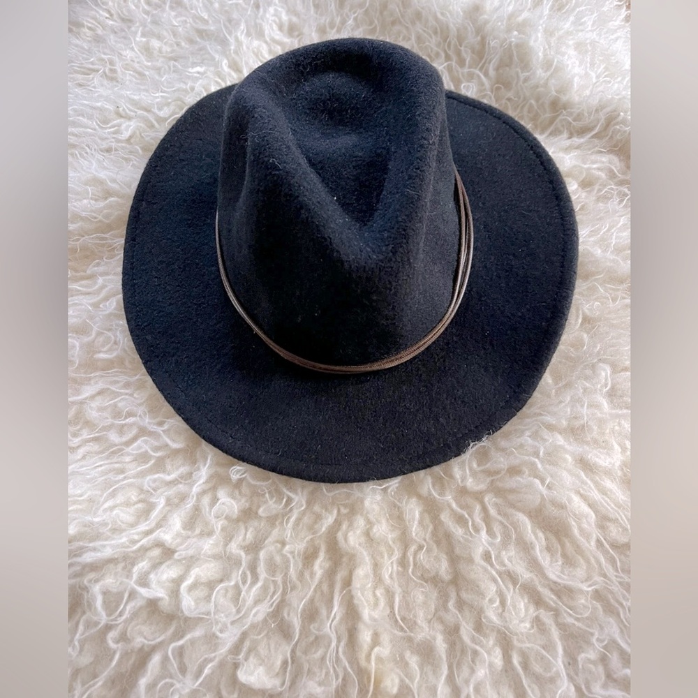 NWT BRIXTON MESA HAT Women’s Fedora Brim One Size Black Felted Wool CC